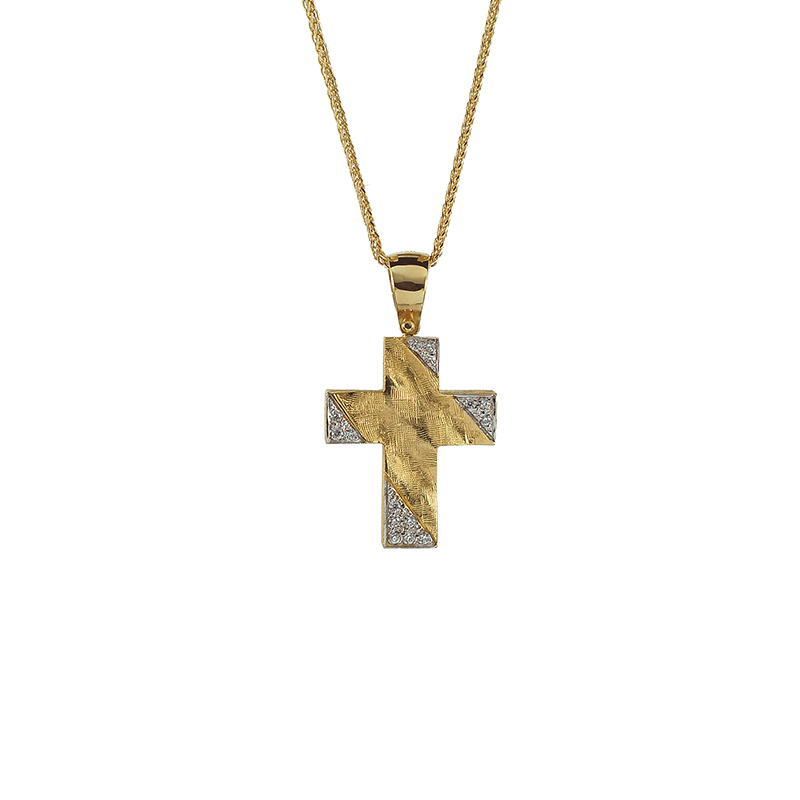 Χρυσός σταυρός 14Κ με ζιργκόν  ΧΣ00010