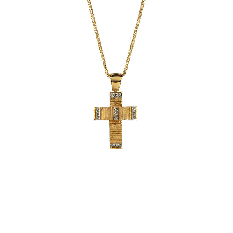 Χρυσός σταυρός Κ14 με ζιργκόν ΧΣ00019