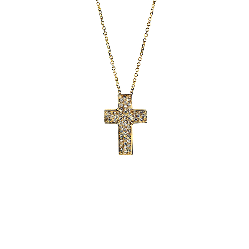 Χρυσός σταυρός Κ14 με ζιργκόν  ΧΣ00025