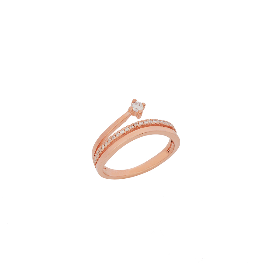 Ασημένιο ροζ επιχρυσωμένο δαχτυλίδι AD00016