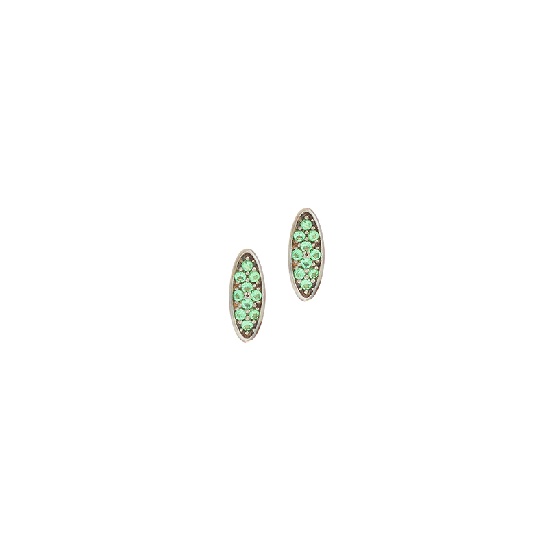 XE00014_gold earrings 14k with green zircons