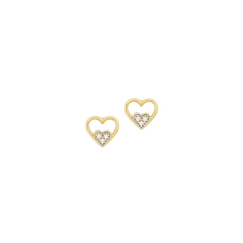 XE00015gold earrings heart with zircons