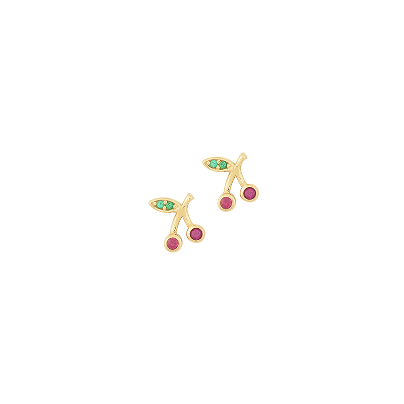 XE008_gold earrings 14k cherries
