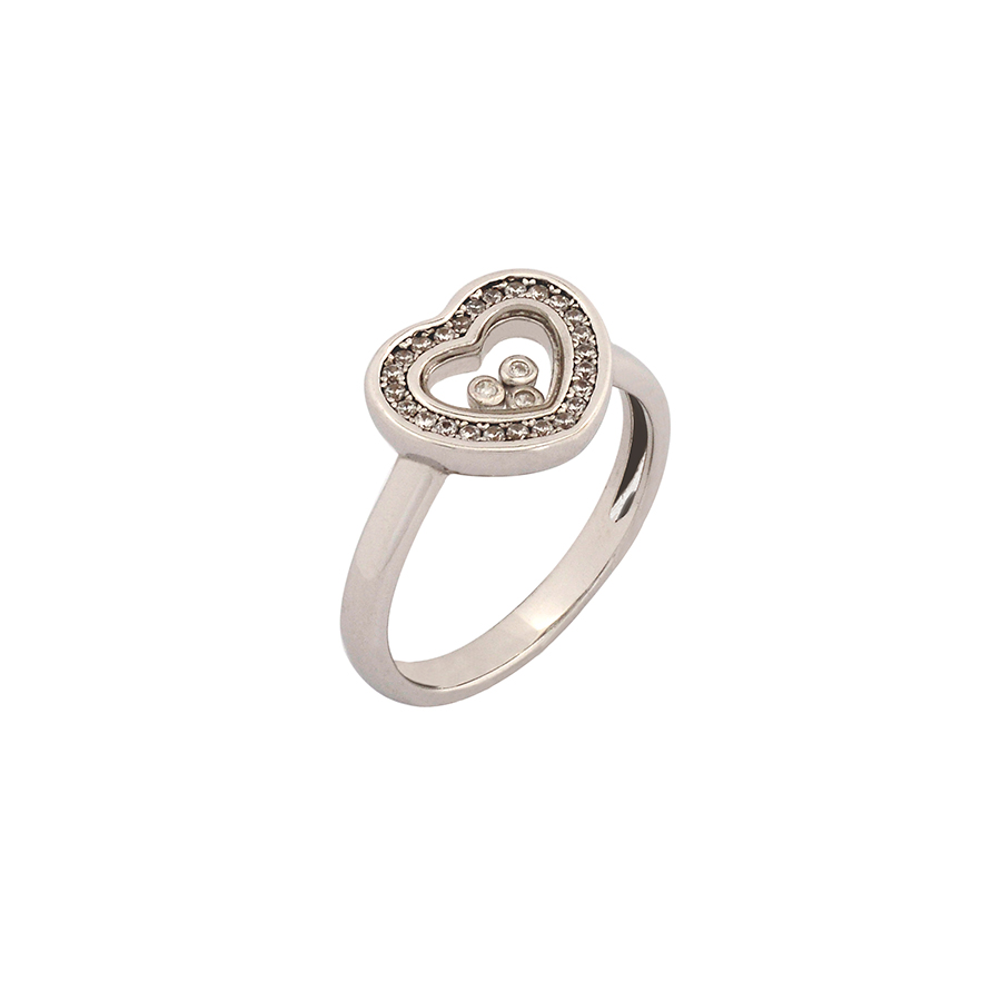 Ασημένιο δαχτυλίδι καρδιά με ζιργκόν AD00023