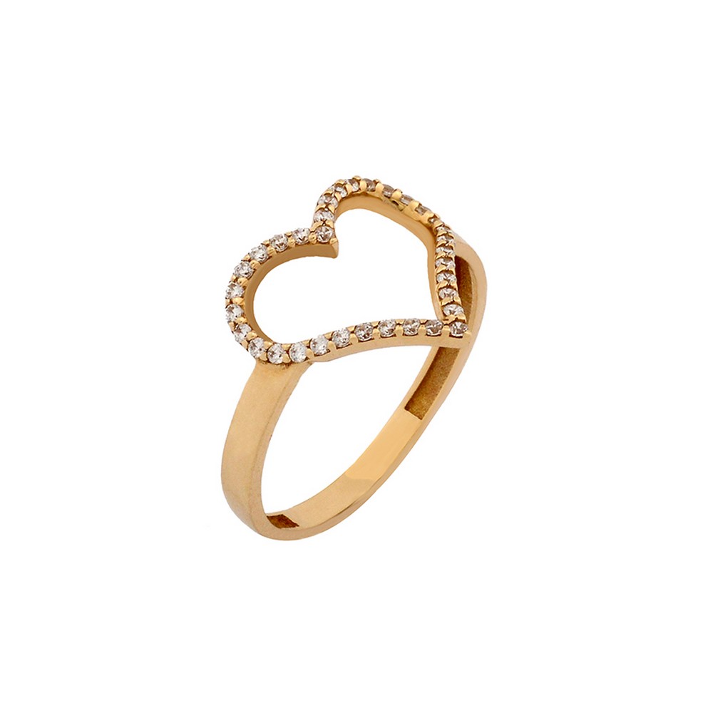 Χρυσό δαχτυλίδι 14Κ σε σχήμα καρδιάς XD00036