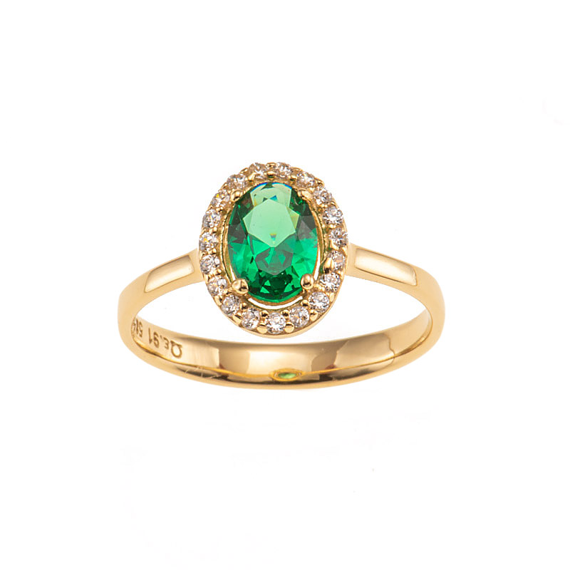 Χρυσό Δαχτυλίδι Με Πράσινη Πέτρα KD00086