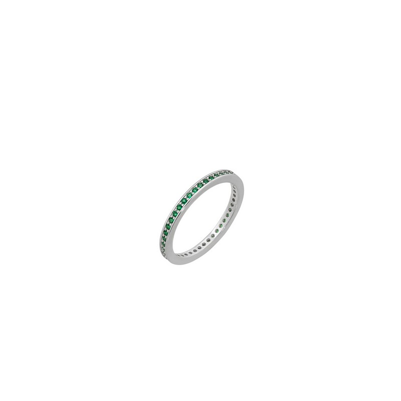 Ασημένιο Ολόβερο Δαχτυλίδι 925 με Πράσινα Ζιργκόν AD00088