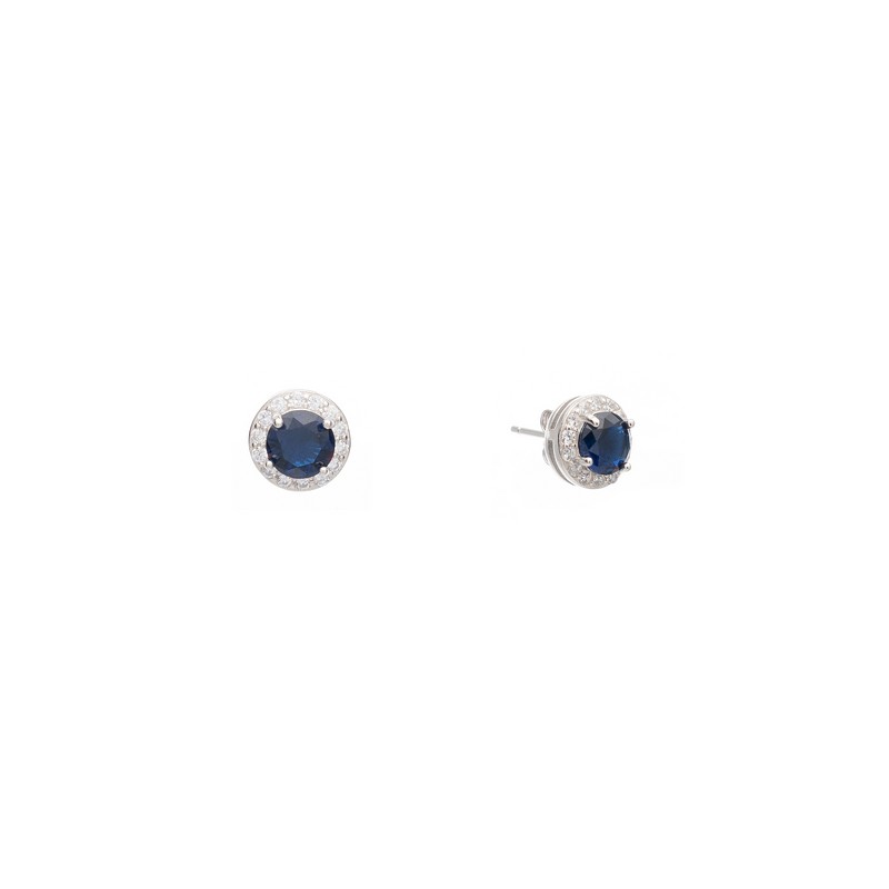 Ασημένια Σκουλαρίκια 925 με Μπλε Ζιργκόν AE000181
