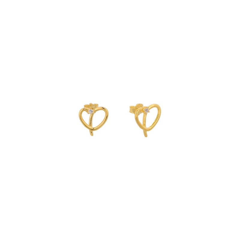 Επιχρυσωμένα Ασημένια Σκουλαρίκια-Καρδιά 925 AE000228