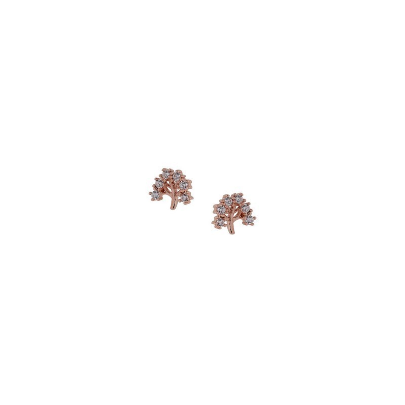 Ροζ Επιχρυσωμένα Ασημένια Σκουλαρίκια-Δεντράκι 925 AE000233