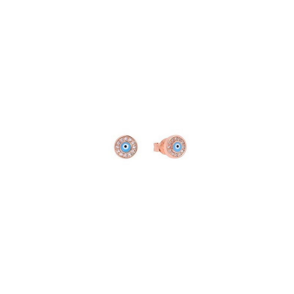Ροζ Επιχρυσωμένα Ασημένια 925 Σκουλαρίκια με Μάτι AE000239