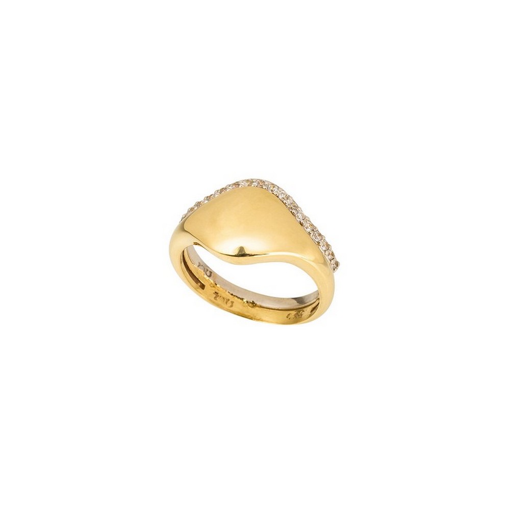 Χρυσό-Λευκόχρυσο Δαχτυλίδι-Σεβαλιέ με Ζιργκόν 14Κ KD000111