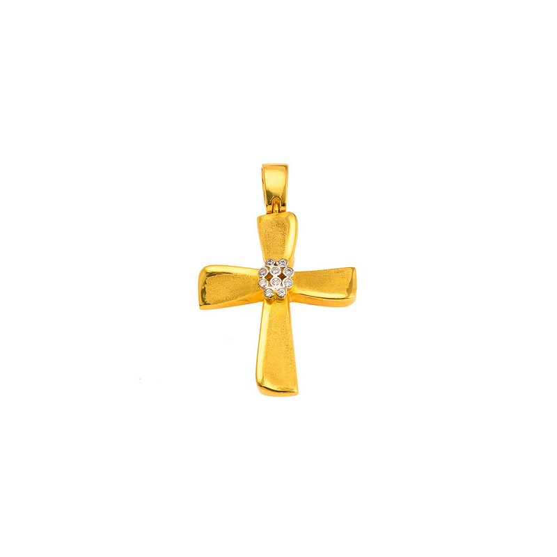 Βαπτιστικός Χρυσός Σταυρός 14Κ με Ζιργκόν XS00068