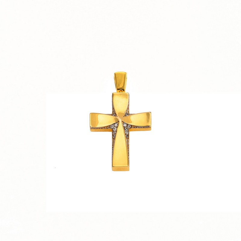 Βαπτιστικός Χρυσός Σταυρός 14Κ με Ζιργκόν XS00069