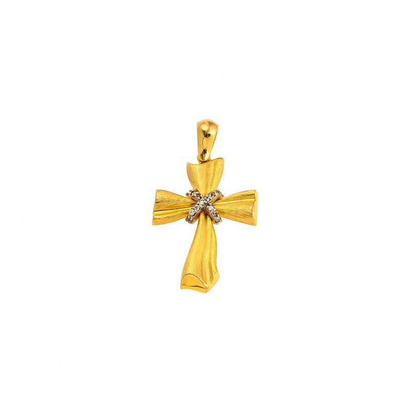 Βαπτιστικός Χρυσός Σταυρός 14Κ με Ζιργκόν XS00070