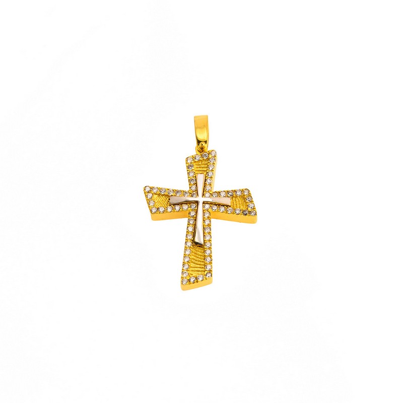 Βαπτιστικός Χρυσός Σταυρός 14Κ με Ζιργκόν XS00072