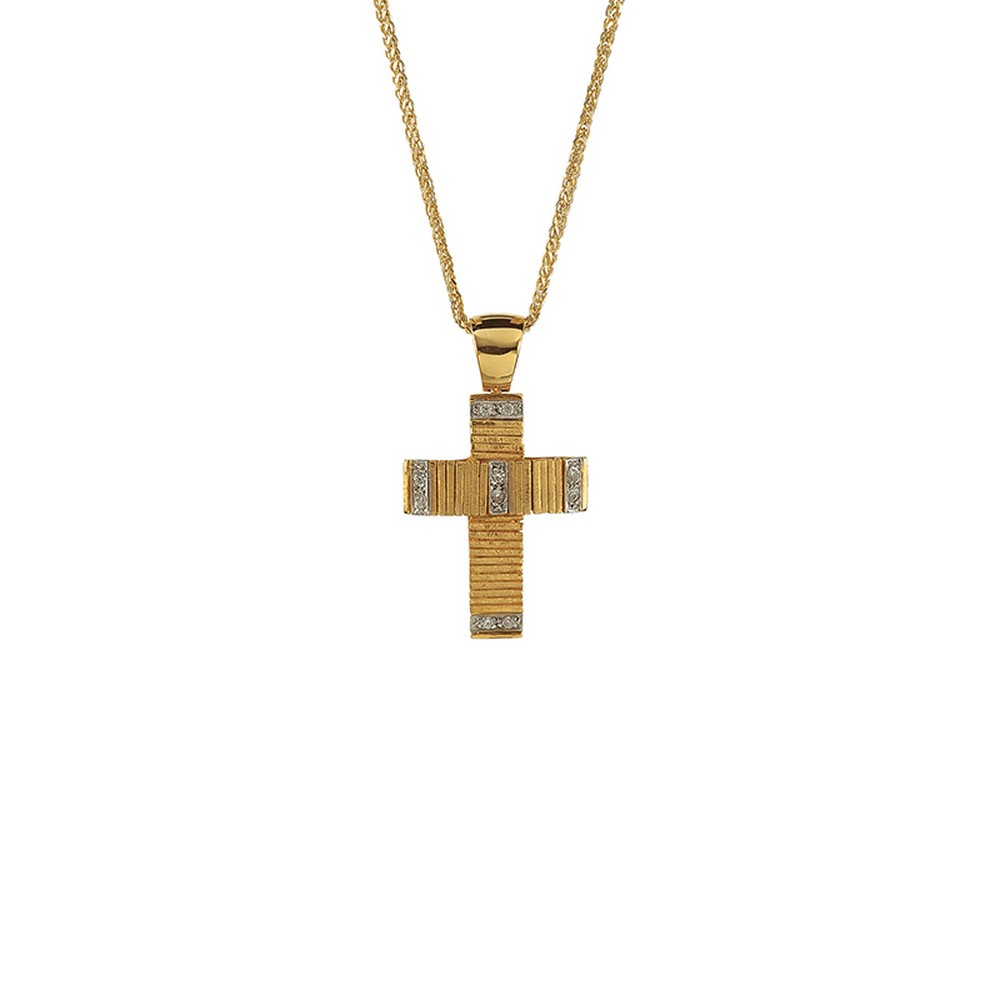 Χρυσός σταυρός Κ14 με ζιργκόν ΧΣ00019Α