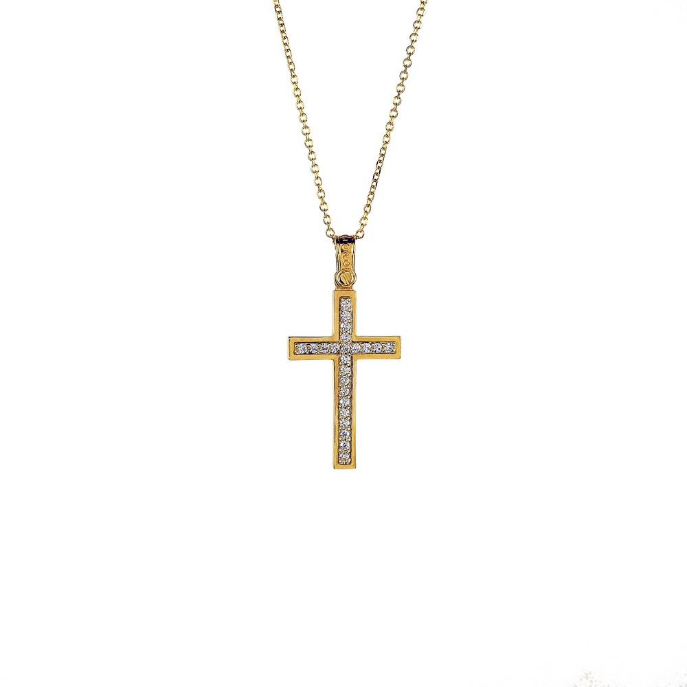 Χρυσός σταυρός Κ14 με ζιργκόν  ΧΣ00026Α