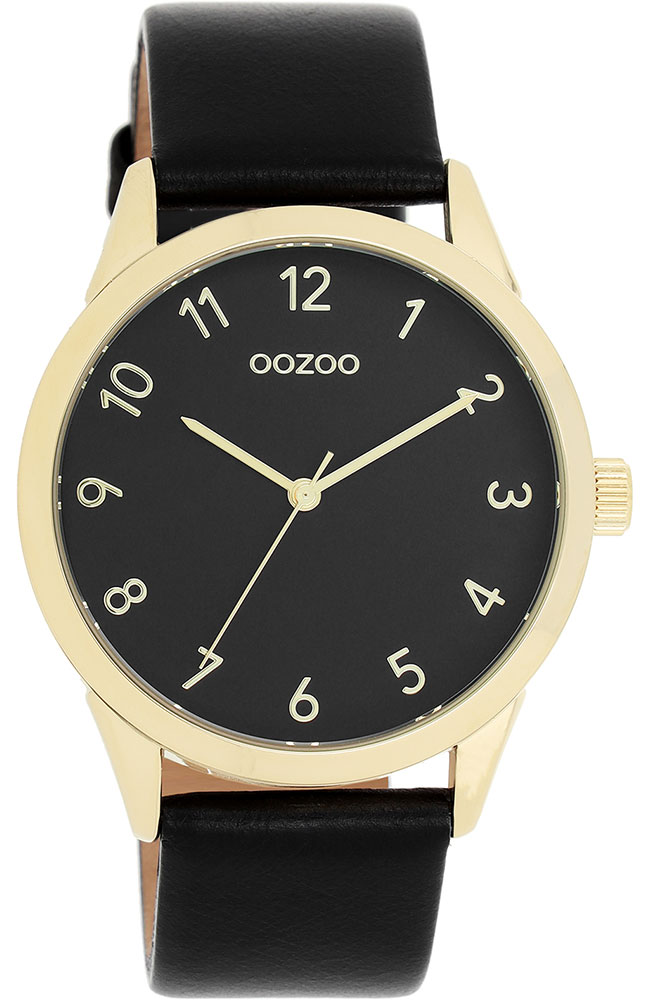 Oozoo Timepieces Ρολόι Μπαταρίας με Μαύρο Δερμάτινο Λουράκι C11329